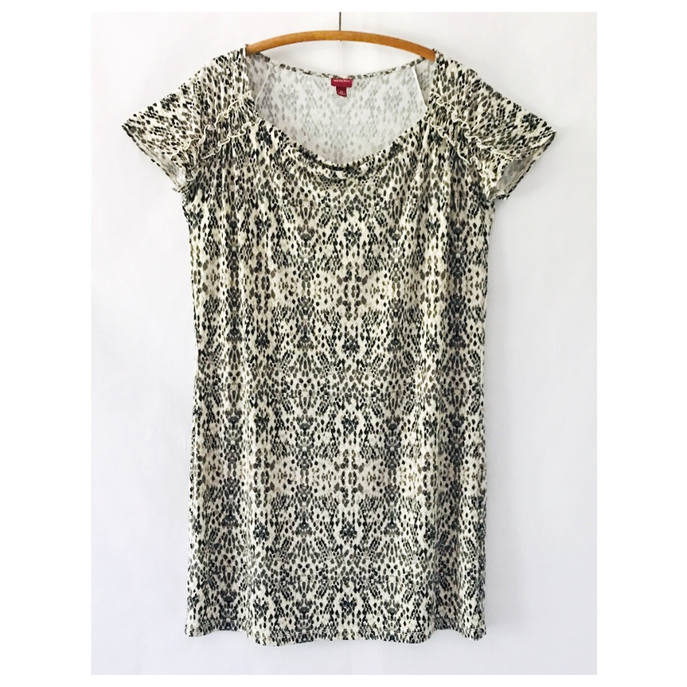 3/&15 Merona Grey Blk Taupe Snakeskin Print Dress